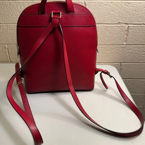 Michael Kors Red Leather Backpack with Dome Design - Picture 2 of 6